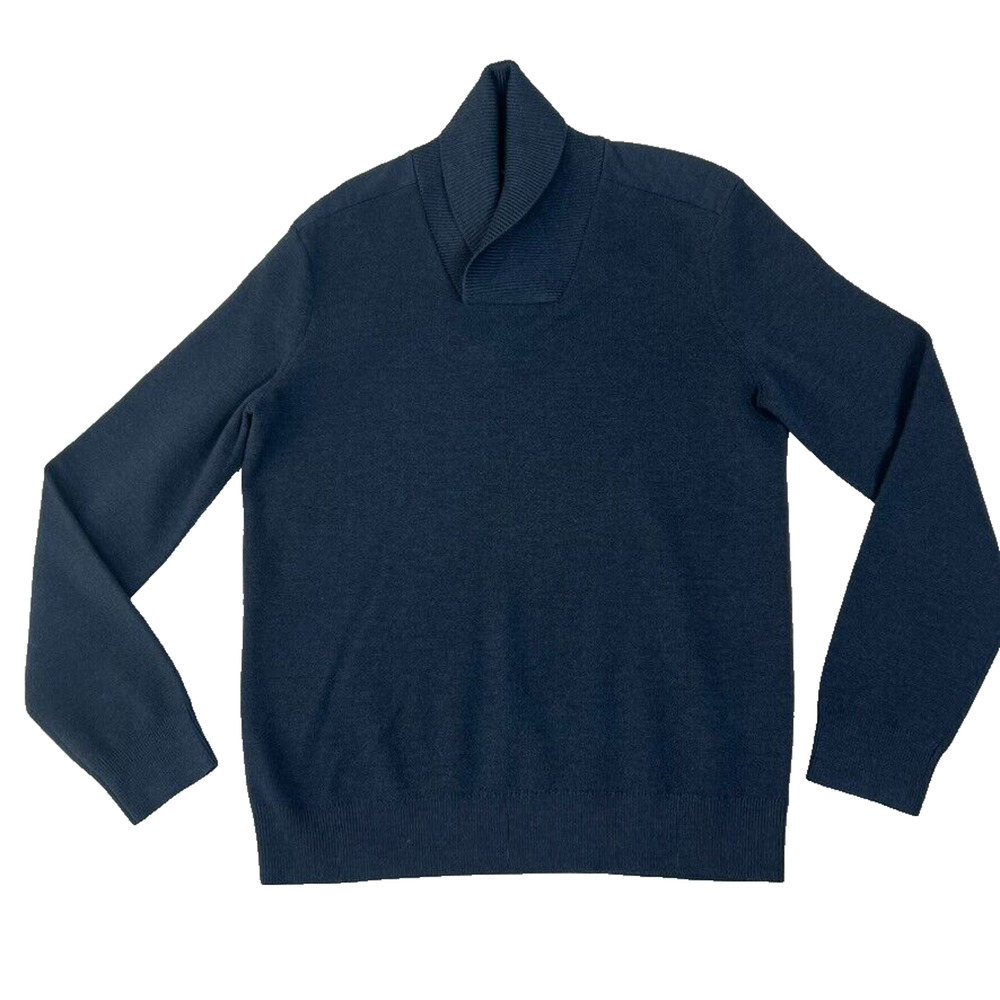 Theory Sweater Mens Blue XL 100% Merino Wool Cowl Neck Heavyweight Knit